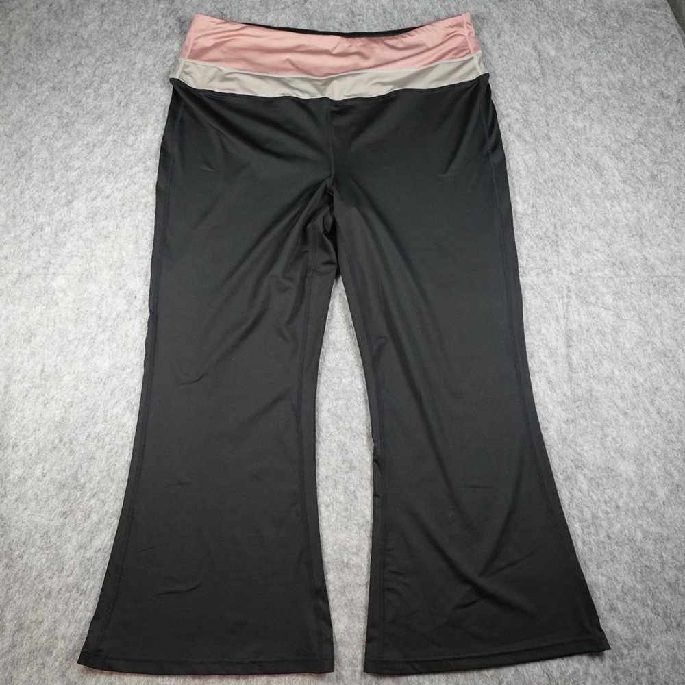 Shadow Sport Pants Women 3X Black Colorblock Waist Flare Stretch Activewear
